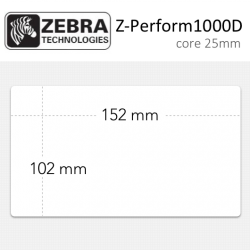 Etiquetas Zebra Z-Perform 1000D núcleo 25mm. Medidas : 150 x 102 mm