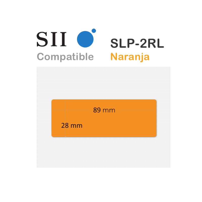 Etiquetas Seiko SLP-2RL Naranja compatibles 89x28mm