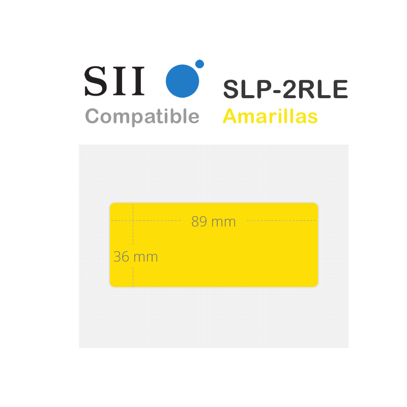 Etiquetas Seiko SLP-2RLE amarillas Compatibles medidas 89x36mm