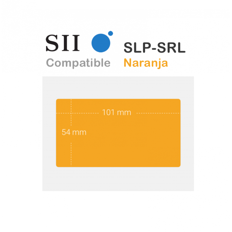 Etiquetas Seiko SLP-SRL en color naranja compatibles. medidas 101x54mm