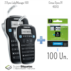 Kit 2 impresoras Dymo LabelManager 160 y 100 Cintas D1 45013