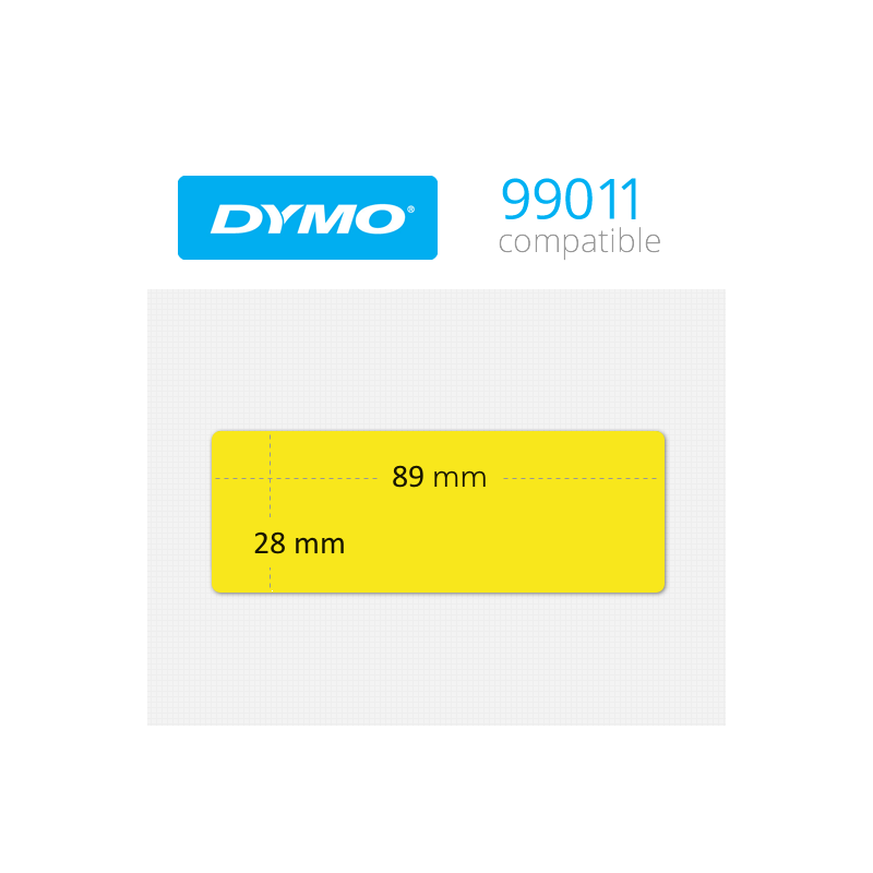 99011Y dymo etiquetas compatibles en color amarillo. Medidas 89x28mm