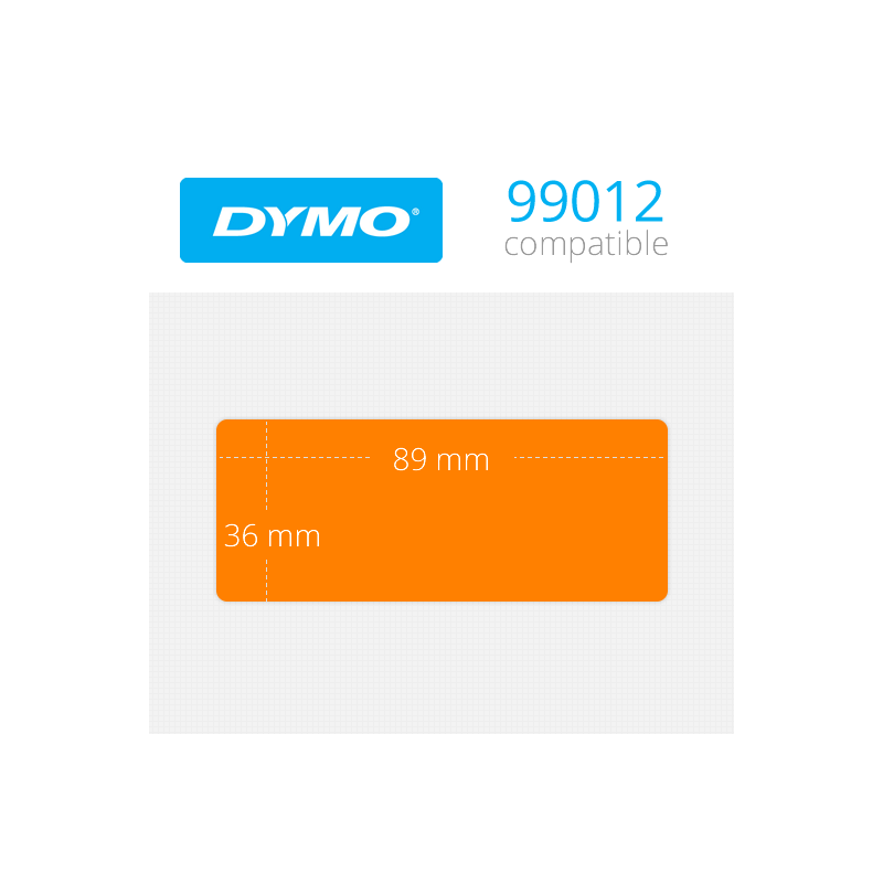 99012O Dymo etiquetas compatibles en color naranja. Medidas: 89x36mm