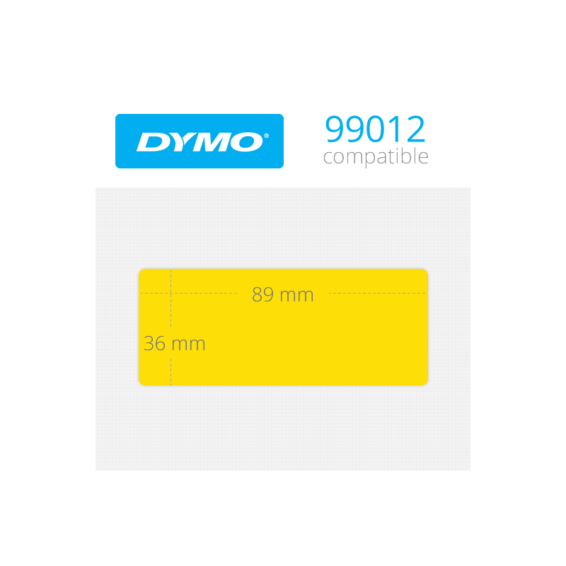 99012Y dymo etiquetas compatibles en color amarillo. Medidas 89x36mm