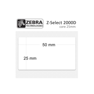 Etiquetas Zebra Z-Select 2000D compatibles 50x25 mm - 1000 etiquetas por rollo